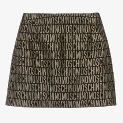 Moschino Kid-Teen Skirts*Girls Black & Gold Jacquard Skirt