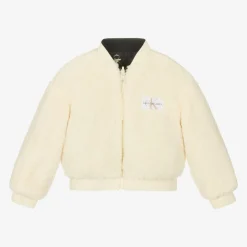 Calvin Klein Coats & Jackets*Girls Black & Ivory Fleece Reversible Jacket