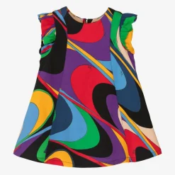 PUCCI Dresses*Girls Black & Purple Onde Print Viscose Dress