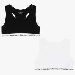 Calvin Klein Underwear*Girls Black & White Cotton Bralettes (2 Pack)