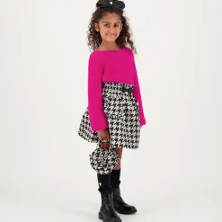 Angels Face Bags*Girls Black & Silver Houndstooth Bag (15cm) Black/Silver