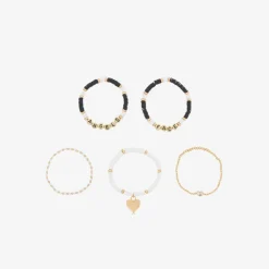 Angels Face Jewellery*Girls Black & White Bracelets (5 Pack)