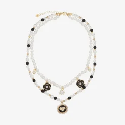 Angels Face Jewellery*Girls Black & White Pearl Necklace (41cm)