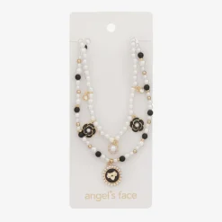 Angels Face Jewellery*Girls Black & White Pearl Necklace (41cm)
