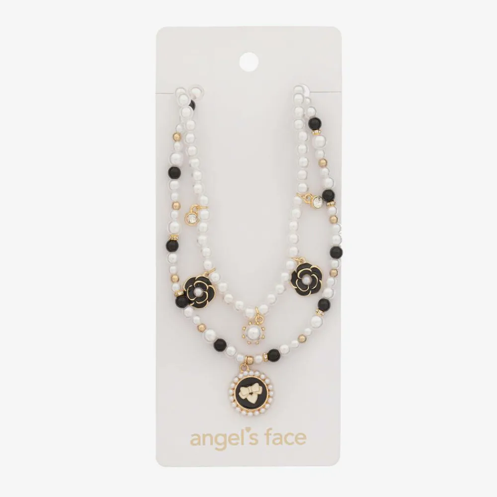 Angels Face Jewellery*Girls Black & White Pearl Necklace (41cm)