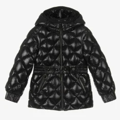 Moncler Enfant Coats & Jackets*Girls Black Belted Down Jacket