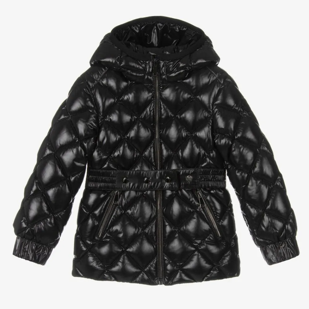 Moncler Enfant Coats & Jackets*Girls Black Belted Down Jacket