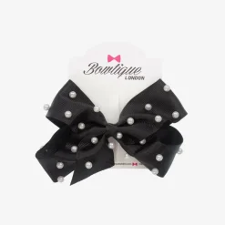 Bowtique London Hair Accessories*Girls Black Bow Hair Clip (11cm)