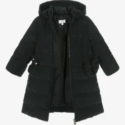 Caramelo Kids Coats & Jackets*Girls Black Bow Puffer Coat