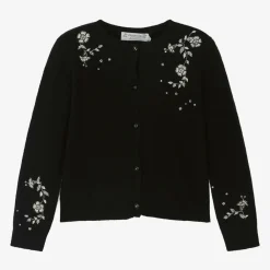 Bonpoint Tops*Girls Black Cashmere Embellished Cardigan