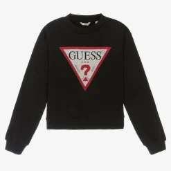 Guess Tops*Girls Black Cotton Diamanté Sweatshirt