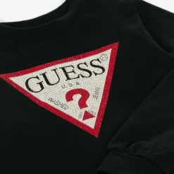 Guess Tops*Girls Black Cotton Diamanté Sweatshirt