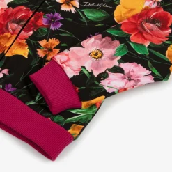Dolce amp; Gabbana Tops*Girls Black Cotton Floral Zip-Up Top