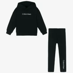 Calvin Klein Outfit Sets*Girls Black Cotton Hoodie & Leggings Set