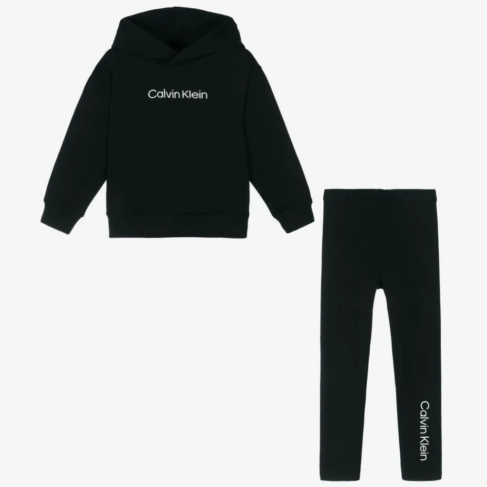 Calvin Klein Outfit Sets*Girls Black Cotton Hoodie & Leggings Set