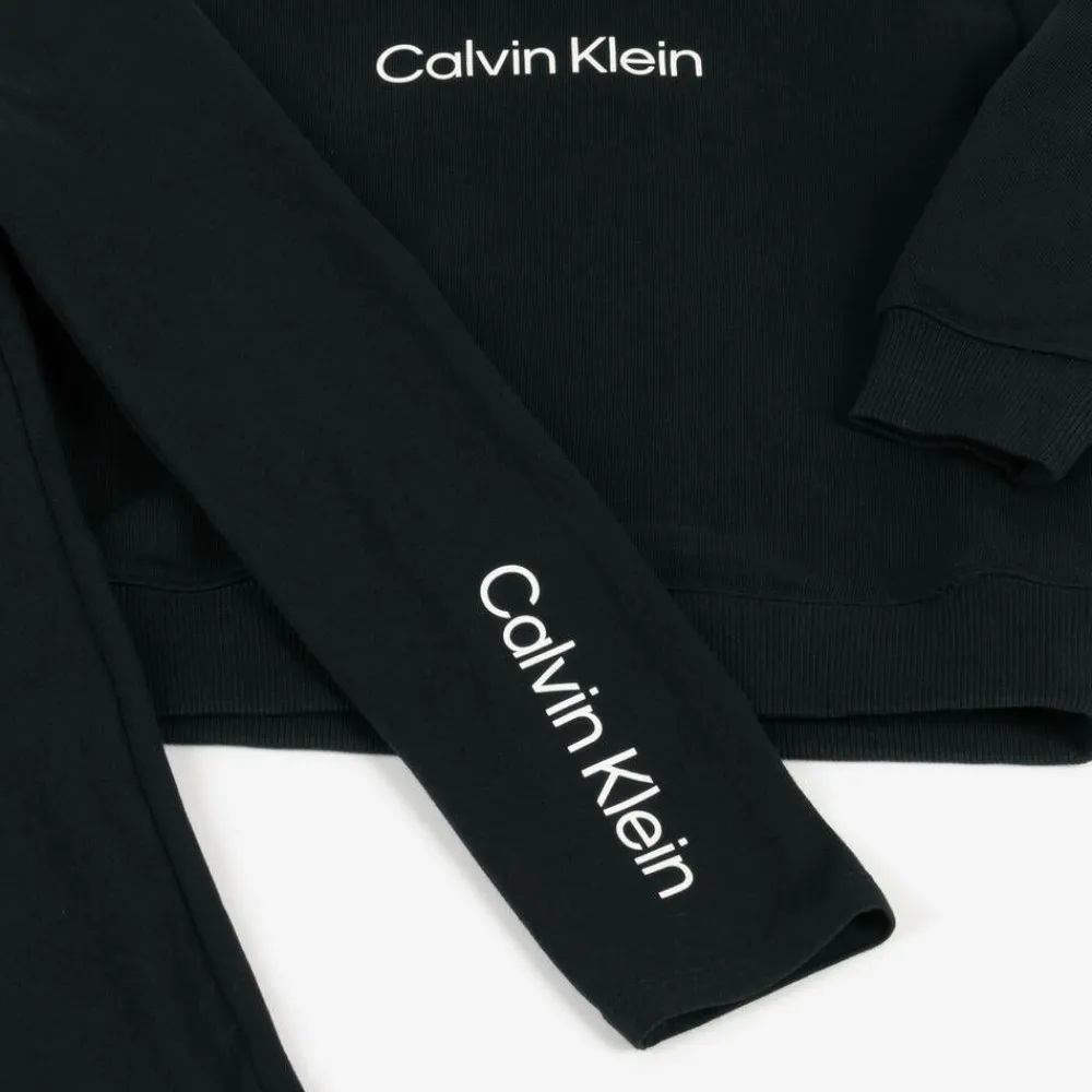Calvin Klein Outfit Sets*Girls Black Cotton Hoodie & Leggings Set