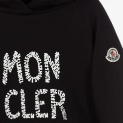 Moncler Enfant Tops*Girls Black Cotton Logo Hoodie