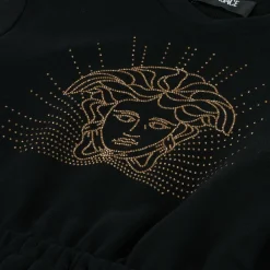 Versace Dresses*Girls Black Cotton Medusa Dress