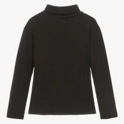 Joyday Tops*Girls Black Cotton Roll Neck Top