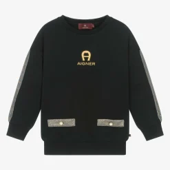 AIGNER Tops*Girls Black Cotton Sweatshirt