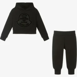 Moncler Enfant Tracksuits*Girls Black Cotton Tracksuit
