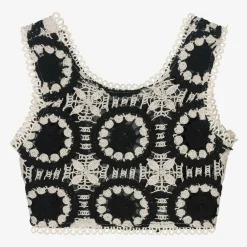 Nessi Byrd Swimwear*Girls Black Cropped Crochet Top