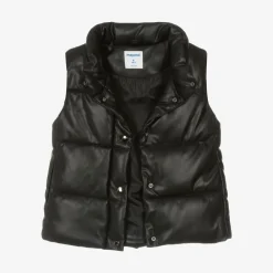 Mayoral Coats & Jackets*Girls Black Faux Leather Puffer Gilet