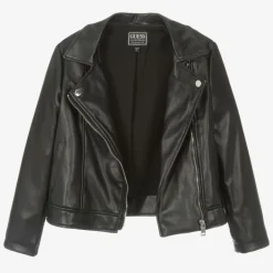 Guess Coats & Jackets*Girls Black Faux Leather Biker Jacket