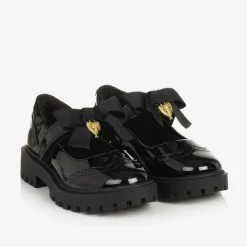 Angels Face Bar Shoes|Bar Shoes*Girls Faux Patent Leather Shoes Black