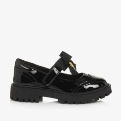 Angels Face Bar Shoes|Bar Shoes*Girls Faux Patent Leather Shoes Black