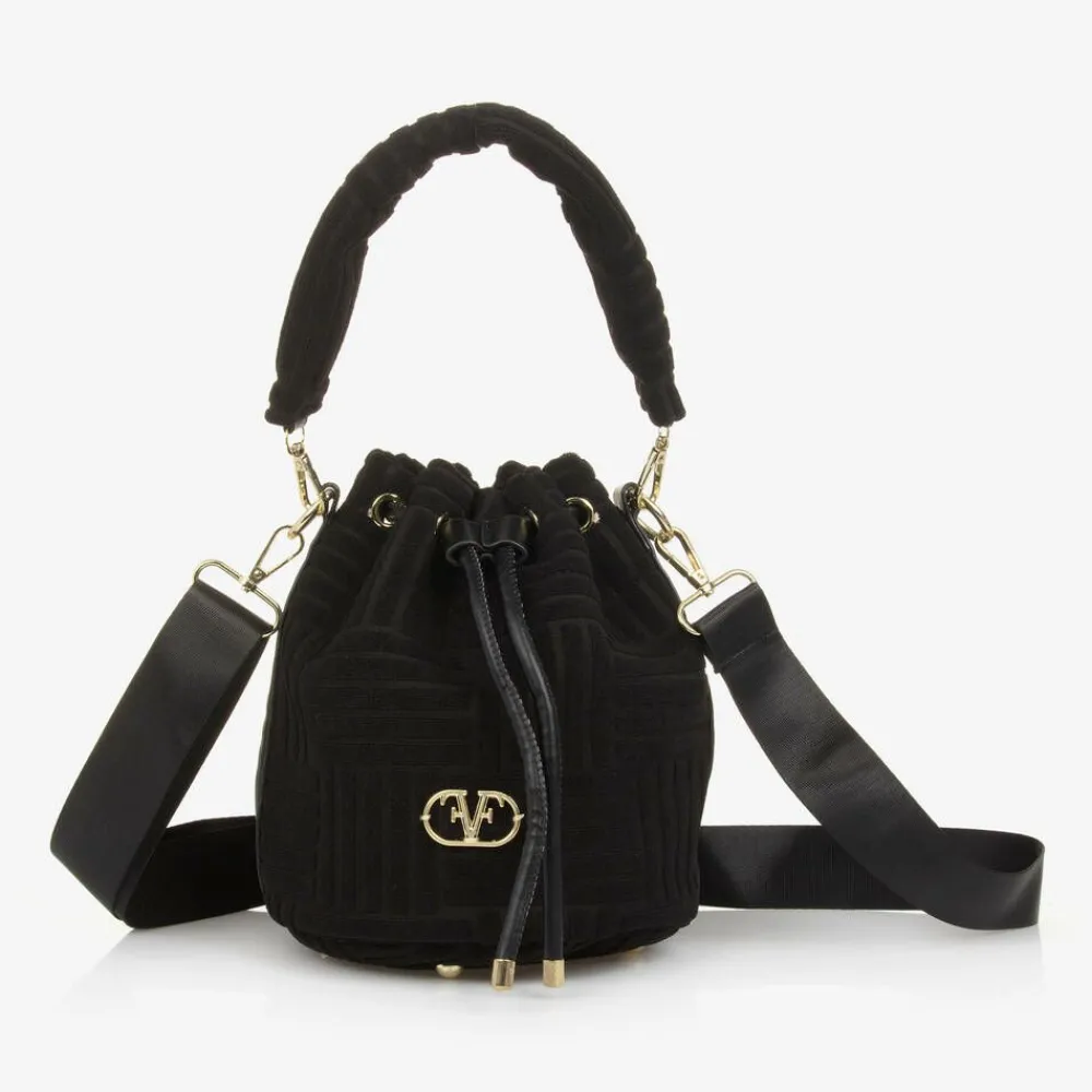 Fun amp; Fun Bags*Girls Black Felted Fabric Bag (27cm)