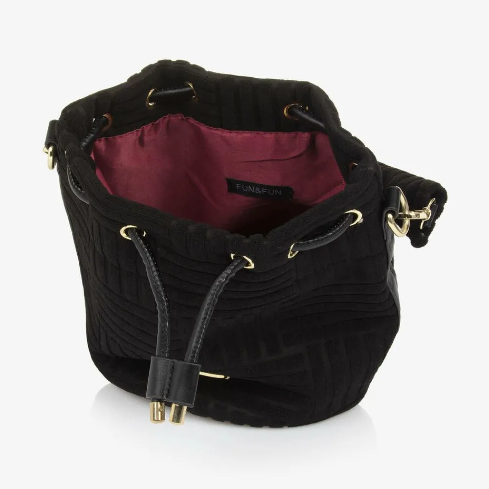 Fun amp; Fun Bags*Girls Black Felted Fabric Bag (27cm)