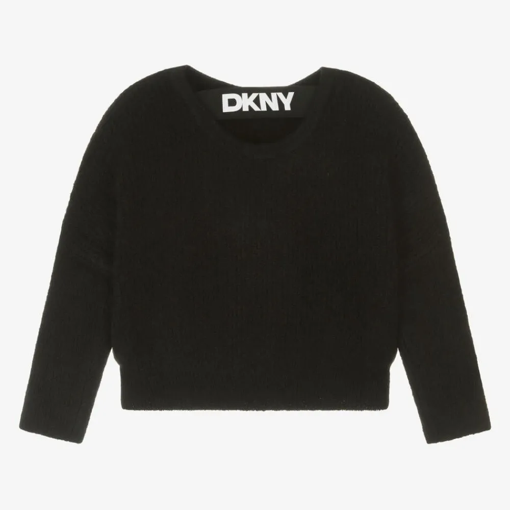 DKNY Tops*Girls Black Fluffy Knit Jumper