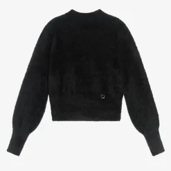 Mayoral Tops*Girls Black Fluffy Knit Sweater
