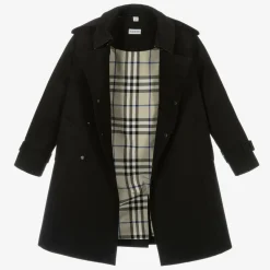 Burberry Coats & Jackets*Girls Black Gabardine Trench Coat