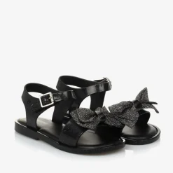 Mini Melissa Sandals|Sandals*Girls Black Glitter Bow Jelly Sandals