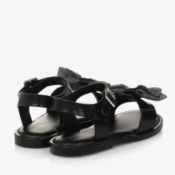Mini Melissa Sandals|Sandals*Girls Black Glitter Bow Jelly Sandals