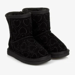 Lelli Kelly Boots|Boots*Girls Black Heart & Diamanté Suede Boots