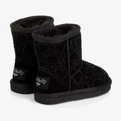 Lelli Kelly Boots|Boots*Girls Black Heart & Diamanté Suede Boots