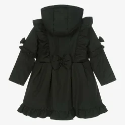 Caramelo Kids Coats & Jackets*Girls Black Hooded Bow Coat