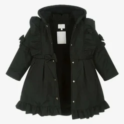 Caramelo Kids Coats & Jackets*Girls Black Hooded Bow Coat