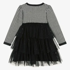 Beau KiD Dresses*Girls Black Houndstooth Knitted Dress