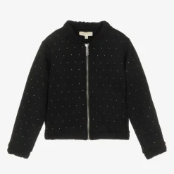 Michael Kors Kids Tops*Girls Black Jersey Diamanté Zip-Up Top