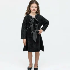 The Tiny Universe Tops*Girls Black Knitted Bow Cardigan