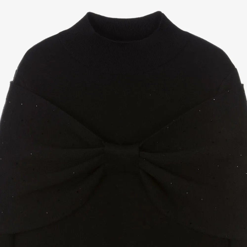 Lanvin Dresses*Girls Black Knitted Bow Dress