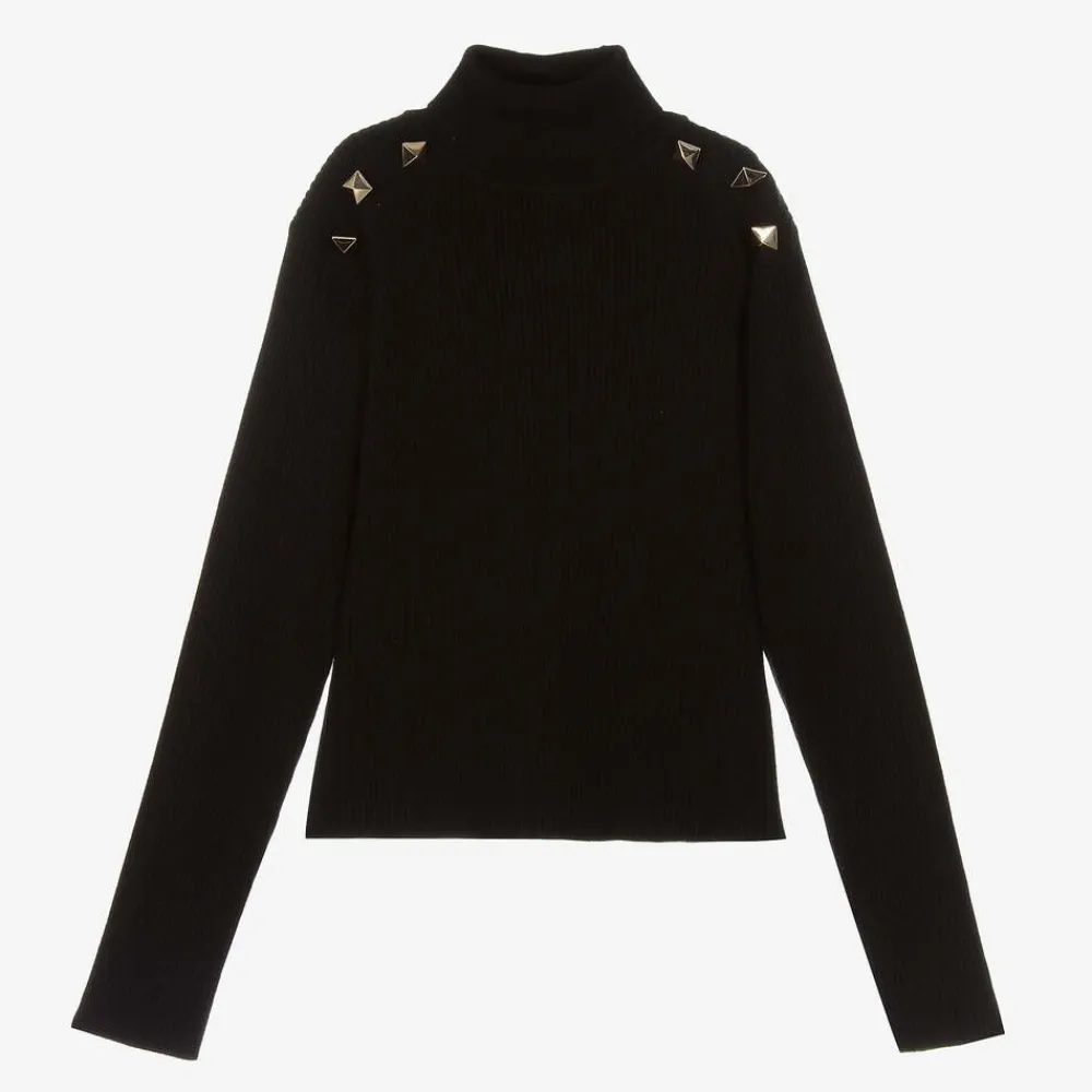 Fun amp; Fun Tops*Girls Black Knitted Roll Neck Jumper