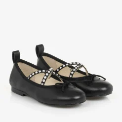 Bonpoint Pumps & Ballerinas|Pumps & Ballerinas*Girls Black Leather Ballerina Shoes