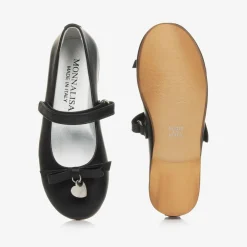 Monnalisa Pumps & Ballerinas|Pumps & Ballerinas*Girls Black Leather Bow Shoes