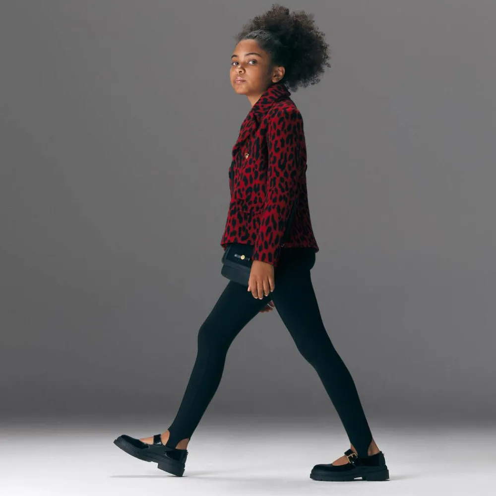 Versace Bar Shoes|Bar Shoes*Girls Black Leather Greca Bar Shoes