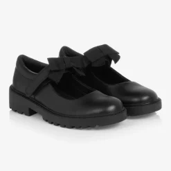 Geox School Shoes*Girls Black Leather School Shoes